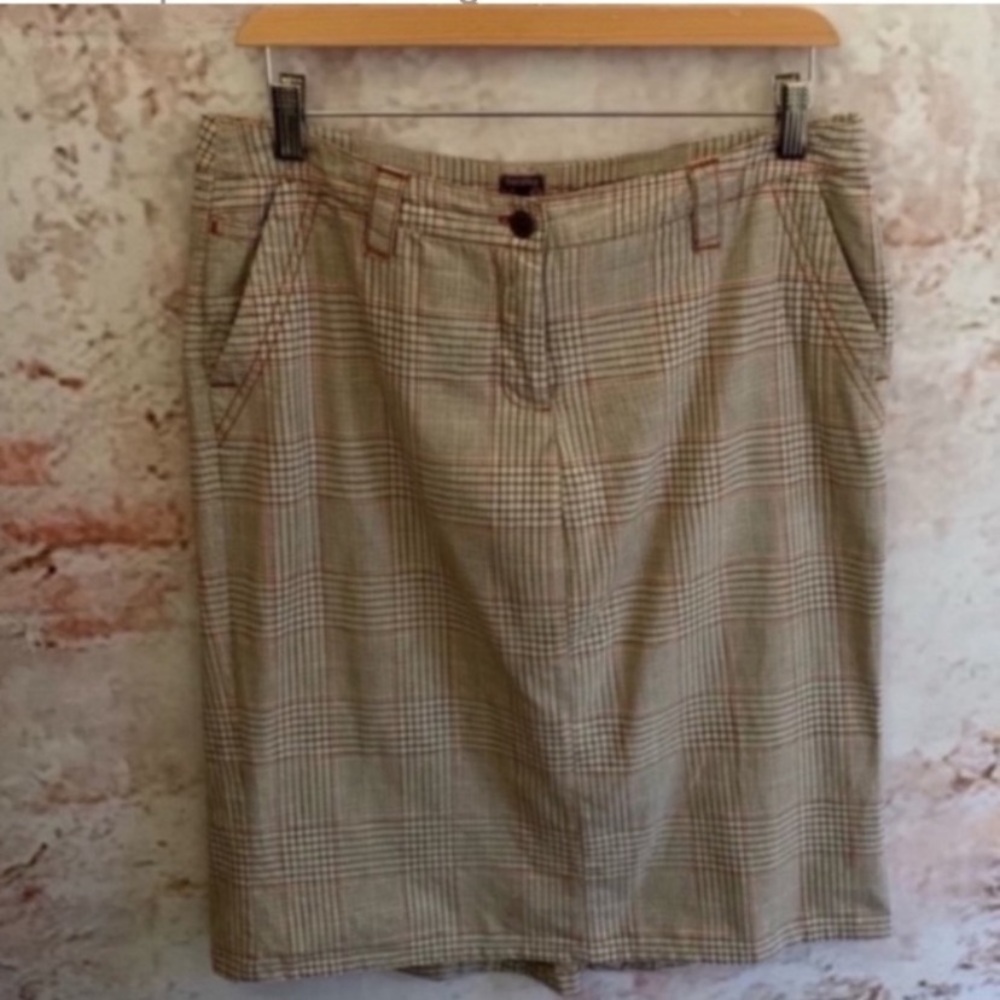 Bershka Plaid Tan Skirt